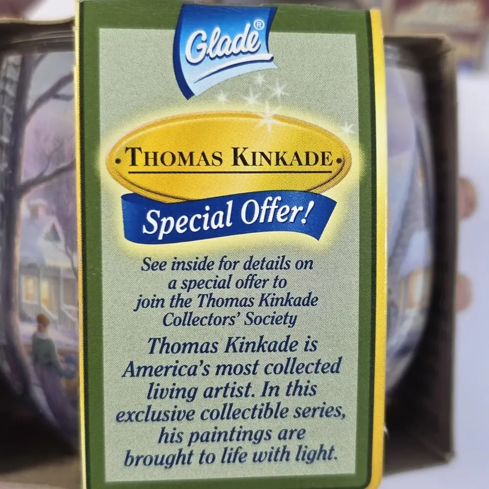 Vintage 2004 Glade Thomas Kinkade Candle Lot of 3 Apple Cinnamon Glistening Snow